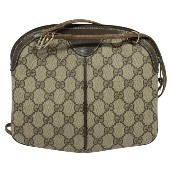 GUCCI GG Supreme Web Sherry Line Bag PVC Beige Gold 904 02 047 Auth th5842 - Picture 3 of 16